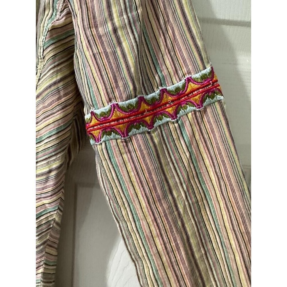 Johnny Was 3J Workshop Biya Embroidered Striped Long Bell Sleeve Top Size XS - Picture 4 of 11